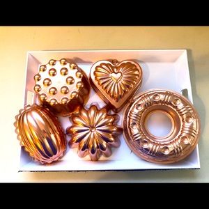 5 Pc Vintage Copper Jello Pans